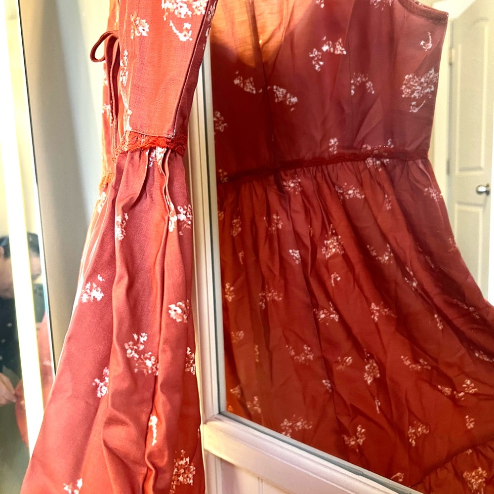 Red Sheer Floral Dress